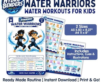 WATER WARRIORS Aquatic Exercises Activity Cards Pool Fitness For Parents & Swimming Instructors Instant Download