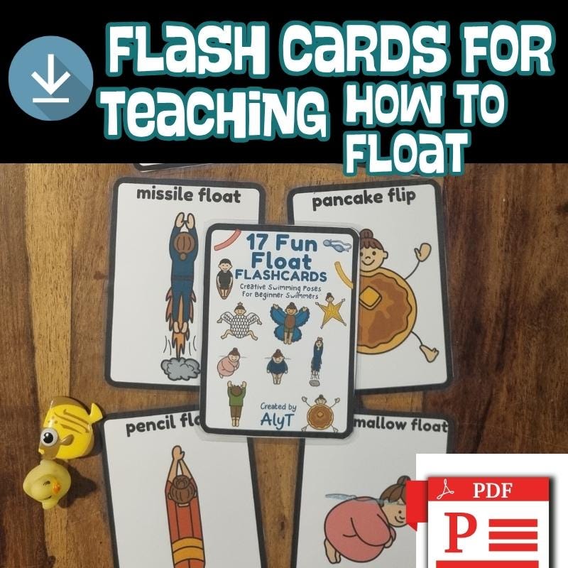 Swim Float Insert Learning How to FLOAT FLASHCARDS Body Positioning Visual Aids for Young Swimmers ...