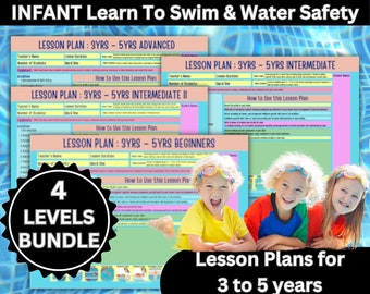 3 - 5 yo All Levels Bundle of Lesson Plans For Teacher and Parents of Preschoolers Teach BEGINNERS, INTERMEDIATE & ADVANCED Learn To Swim