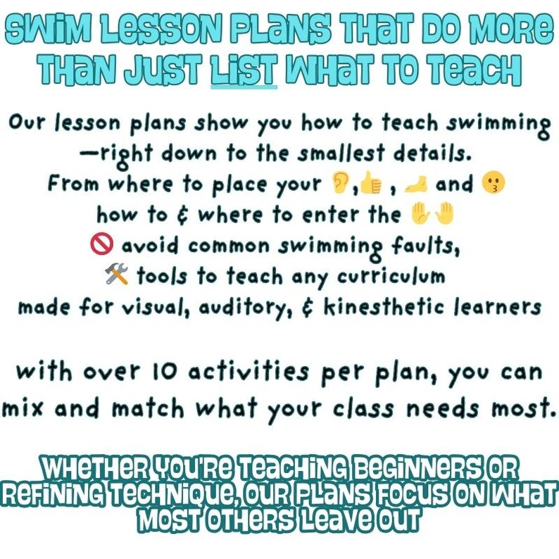 ADULT & TEENS Backstroke Swimming Lesson Plan Swim Teacher and Self ...