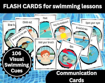 Swimming FLASH CARDS For Swim Teaching Visual Aids & Swimmer Cues For Swimmers Communication Cue Cards For Special Needs All Ages Abilities