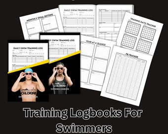 Swimming Log Book For Competitive Swimmers Logbook Swim Training Tracker and Journal Gift For Elite Swimmer & Coaches Diary Instant Download