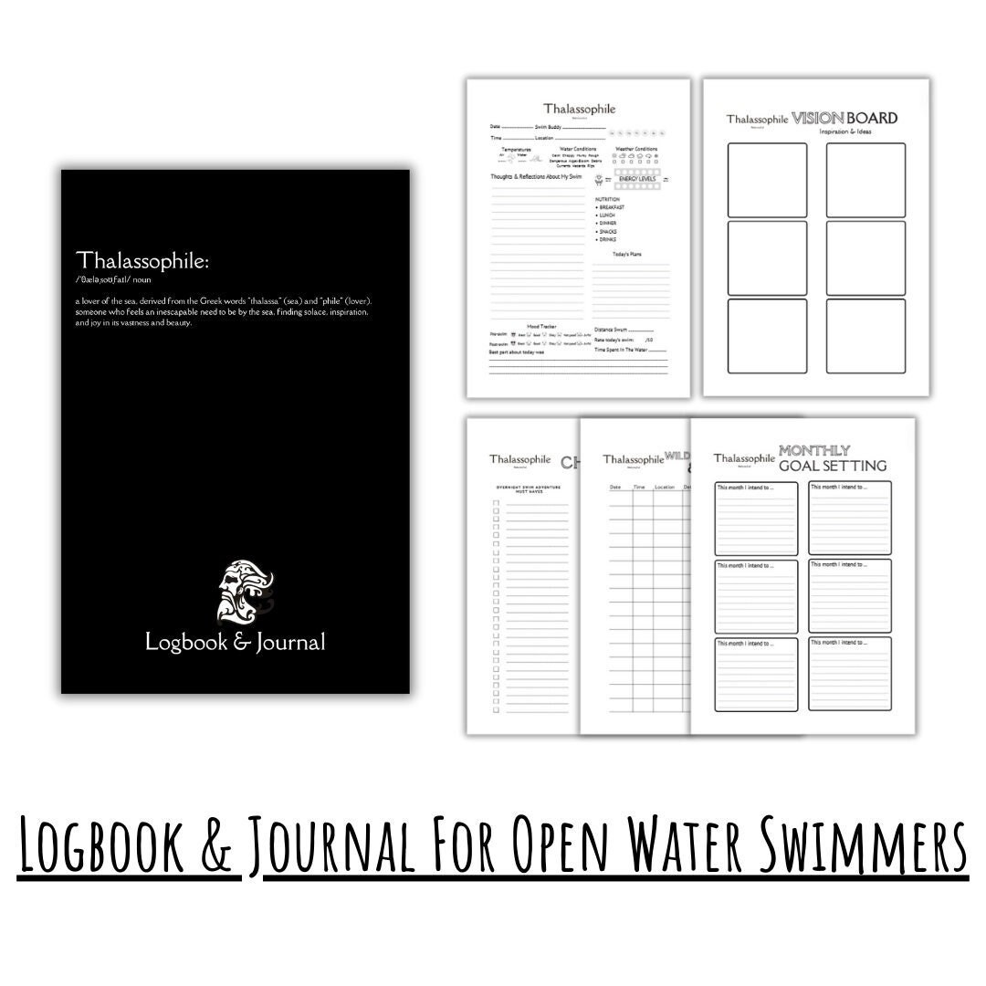 Thalassophile Swimming Journal Logbook For Open Water Swimmers Swims Tracker Gift For Adventurous Men Cold Swim Swimmer Diary Download Print
