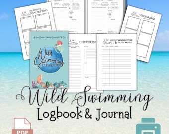 Wild Swimming Journal and Logbook For Open Water Swimmers Swims Tracker Gift For Adventurous Cold Swim Swimmer Diary Instant Download Print