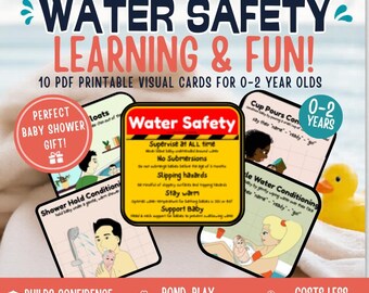 BATH TIME Baby Water Safety Visuals Learning Swim Skills Printable Newborn Toddler Activity PDF