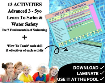 3yrs - 5yrs Advanced LEARNING To SWIM Lessons Plans For Swimming Instructors & Parent
