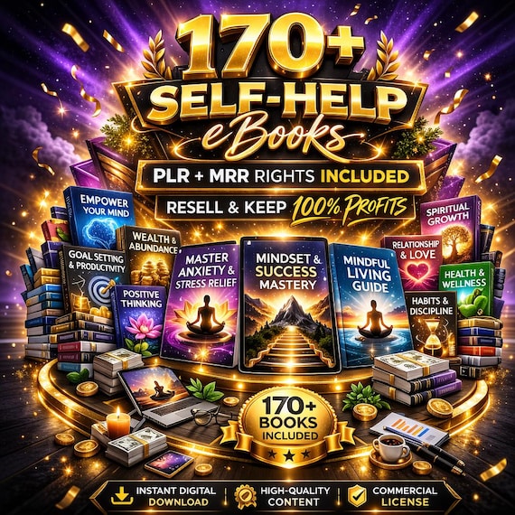 170+ Self-Help Psychology eBooks Bundle | PLR MRR Rights (Digital Download)