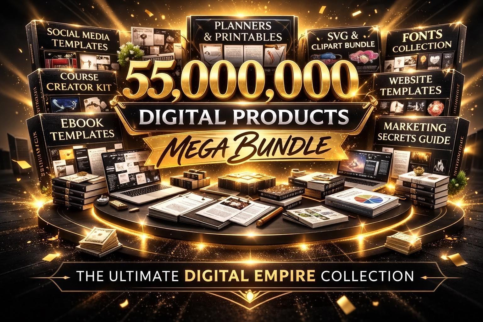 55 Million+ Digital Products Mega Bundle | PLR MRR Ebooks, Templates ...