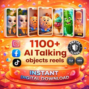 1100+ AI Talking Objects Reels Bundle | Viral Content Pack (PLR MRR)