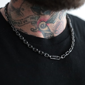 Locomotiefketting, geoxideerd of gepolijst roestvrij staal, unisex cyberpunk, 55 cm punk biker fashion hypoallergeen duurzaam sieraad