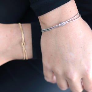 Love Knot-oneindigheidsarmband | Roestvrijstalen verstelbare slangenketting, 18 kt goud of zilver Vriendschapscadeau bruidsmeisje stel, voor hem en haar
