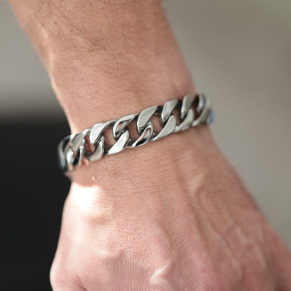 Chunky Cuban Link Bracelet For Men — Stainless Steel, Brushed Matte Finish - View #13