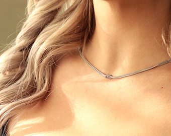 Set oneindige liefdesknoopketting en armband: roestvrijstalen koppelsieraden