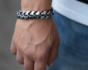 スパインチェーンブレスレット：ステンレススチール製脊椎リンク