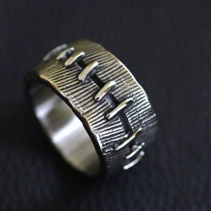 Stainless Steel Stitches Ring: Gothic Punk Band, Hypoallergenic