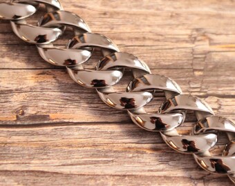 Bold Solid Stainless Steel Necklace - 30mm Wide Miami Cuban