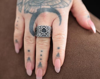 Anello Asso di Picche: anello da poker gotico in acciaio inossidabile