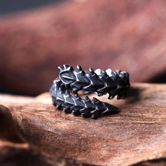 Alien Centipede Ring - Open Resizable Stainless Steel Dark Fantasy Gothic Organic Ring