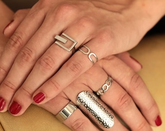 Elegant Stainless Steel Rings Set: Chic Resizable Waterproof Jewelry