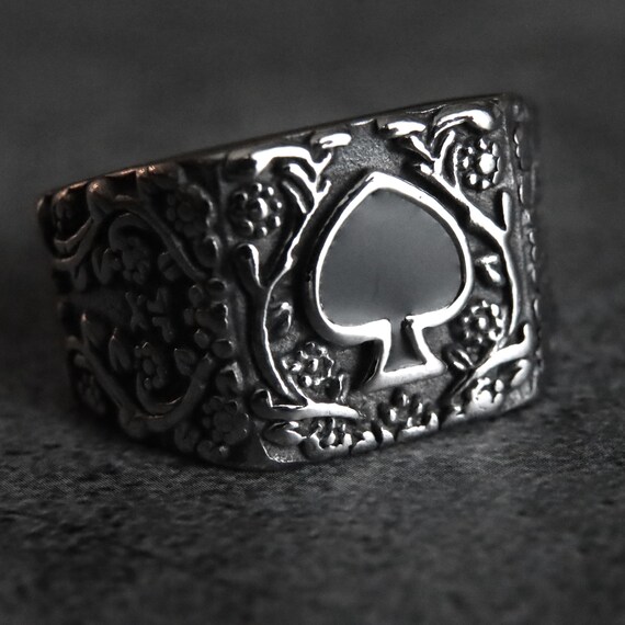 Schwarzer ACE RING POKER Spieler Geschenke Spielkarten Ring Pik