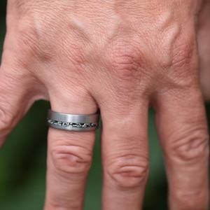 Meteorite Inlay Tungsten Ring - 8mm Unisex Band