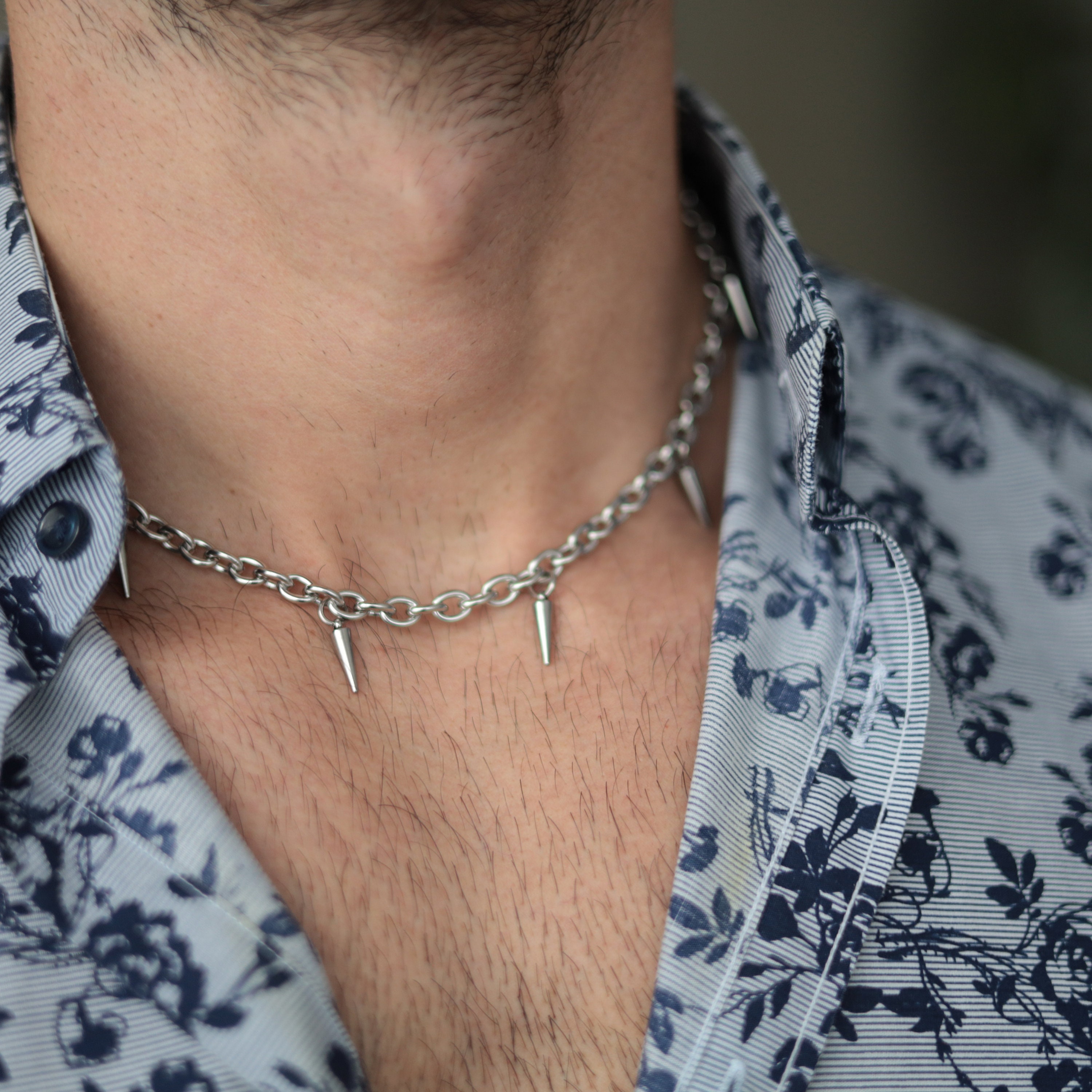 Spike Chain Stainless Steel Necklace: Gothic Punk Edgy Style - Etsy