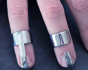 Gothic Fingertip Armored Ring Set • Cyberpunk Futuristic Jewellery • Stainless Steel Claw Armor Rings