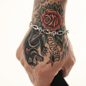 Edgy Stainless Steel Thorn & Rhombus Barbed Wire Style Bracelet: Gothic Unisex Chain