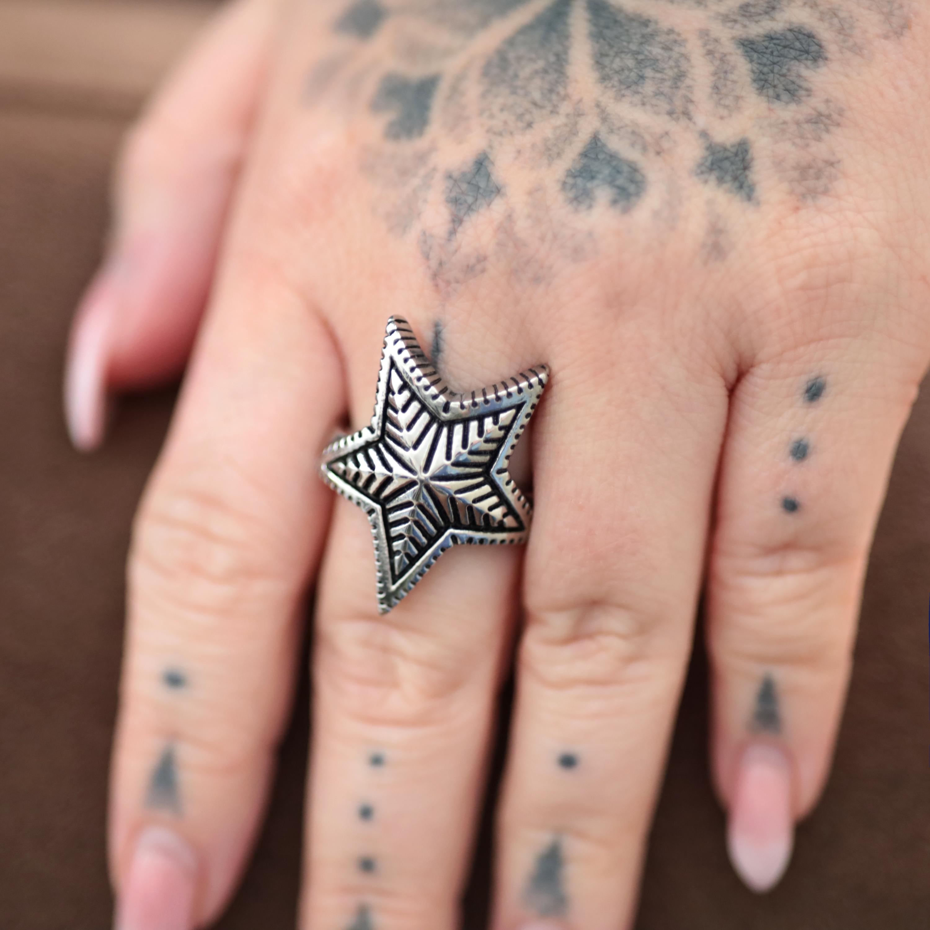 Stainless Steel Pentagram Star Ring: Gothic Pagan Jewelry - Etsy