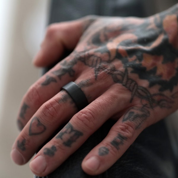 Black Brushed Tungsten Carbide Ring: Comfort Fit Wedding Band