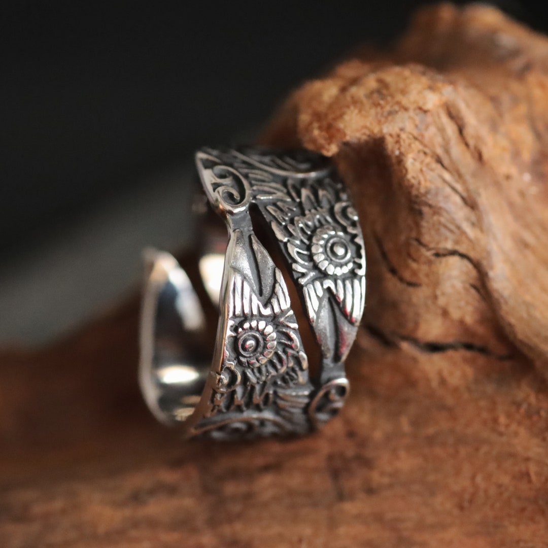 Dual Raven Rings Odin's Twin Ravens Ring: Viking Hugin Munin, Oxidized Stainless Steel ...