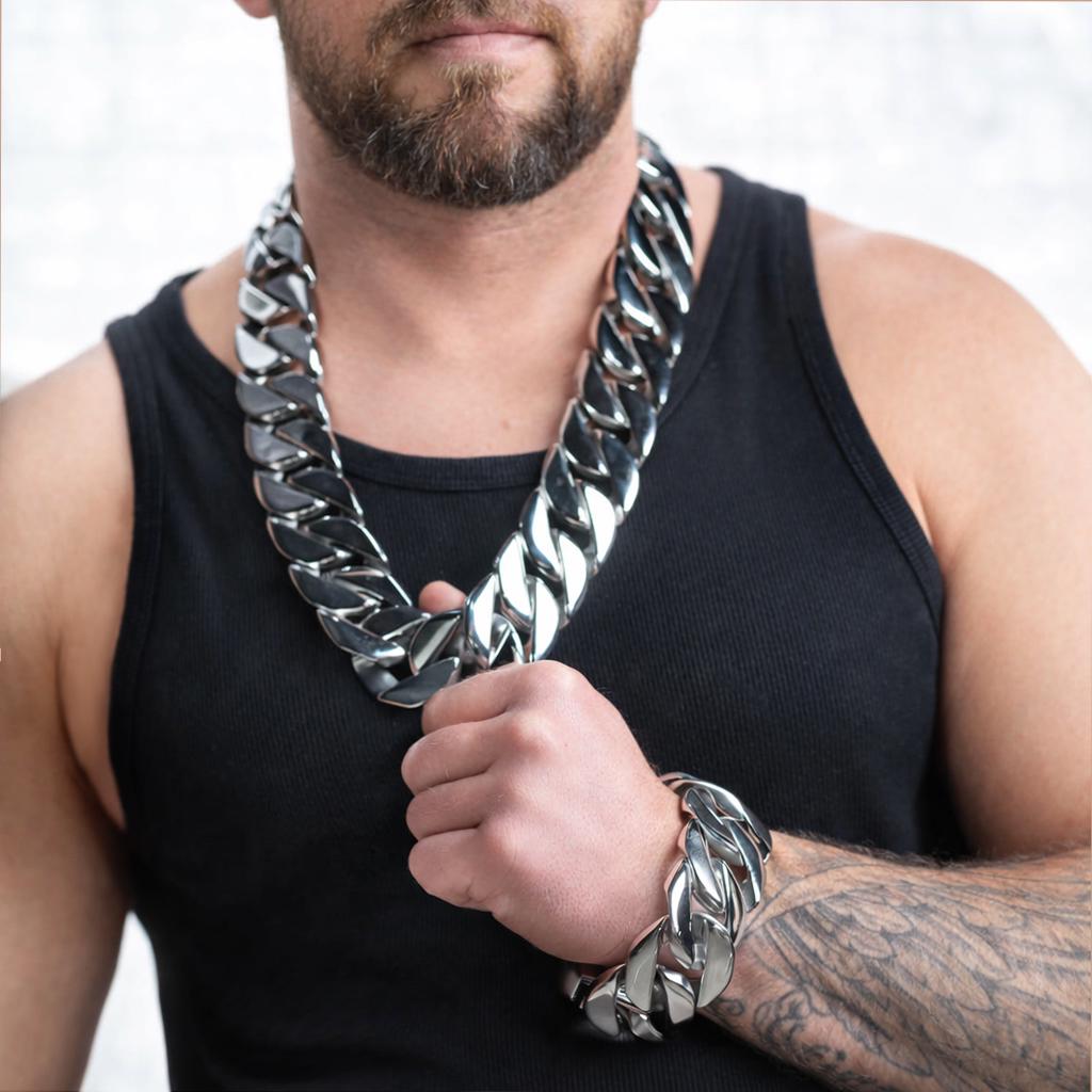 XXL 43mm Stainless Steel Monster Cuban Chain: Heavy Huge Necklace