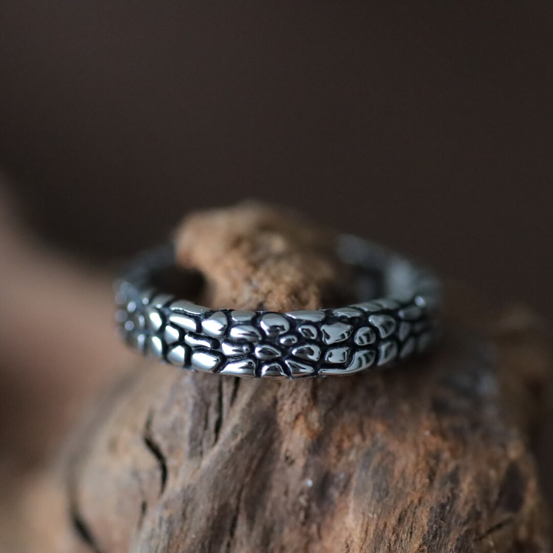 Snake Skin Pattern Rings Snake Skin Texture Stainless Steel Ring: Gothic Band for Women - Etsy