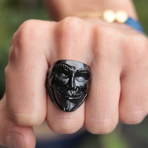 V for Vendetta Ring: Anonymous Enamel Stainless Steel Ring