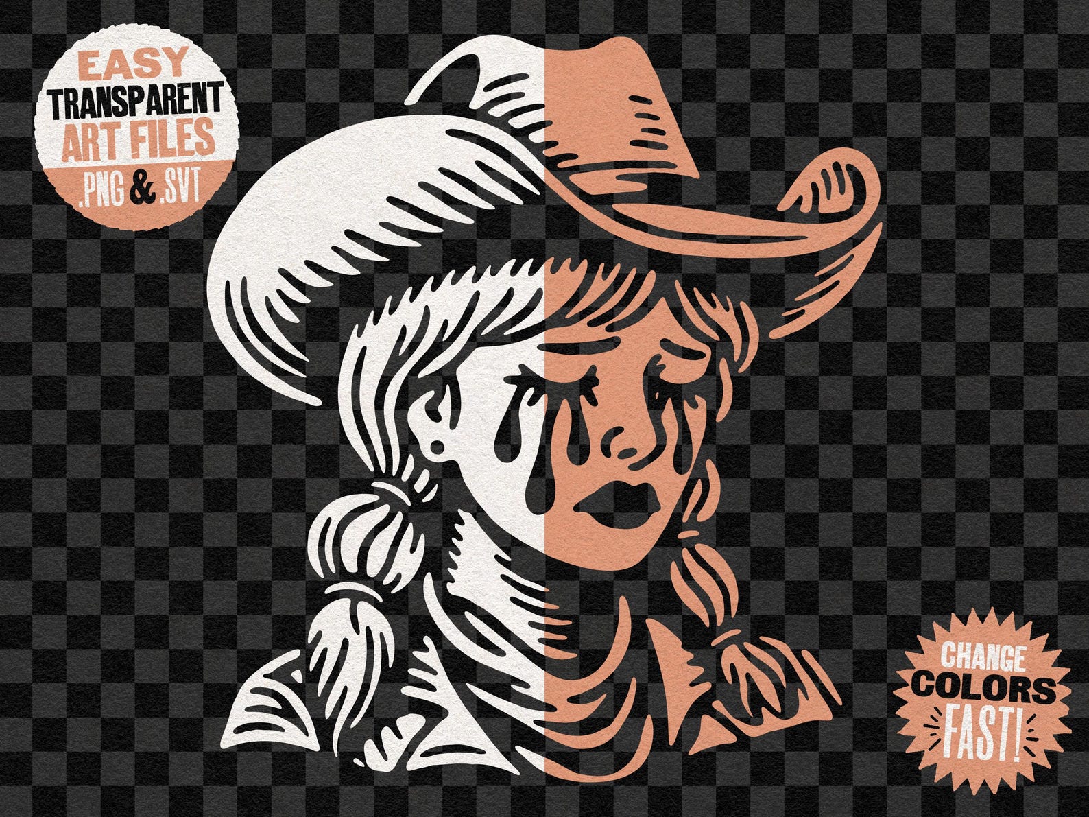 Lonesome Crying Cowgirl Portrait Sad Western Cowboy Woman Art Graphic ...