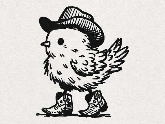 Chicken Wearing Cowboy Boots: Country Western Art PNG SVG Clipart Graphic (Digital Download)
