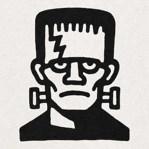 Frankenstein&#39;s Monster Pop Art Portrait - Halloween Frankenstein Art Graphic Illustration - Transparent PNG & SVG Clip Art Digital Download