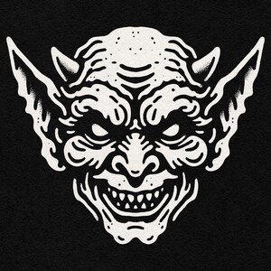 怖い悪魔ゴブリンの顔 - ホラーファンタジーアートハロウィーングラフィックイラスト透明PNG SVG昇華クリップアートダウンロード可能なウォールアート