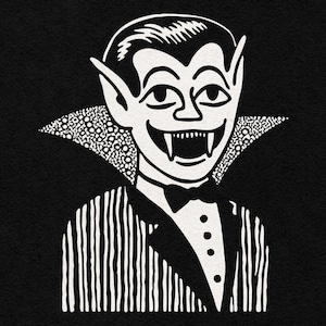 Mid-Century Dracula Portrait: Spooky Vampire Halloween Art PNG SVG Clipart Graphic (Digital Download)
