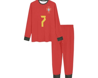 Cristiano Ronaldo • Pyjama de football pour jeunes • Maillot de la Coupe du Monde de la FIFA, Portugal • Cadeau Ronaldo pour enfant de football • Fan d'Al-Nassr • Cadeau de Noël pour le football