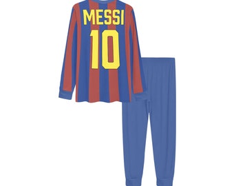 Pyjama de Barcelone Messi pour enfants • Vêtements de nuit de football • Anniversaire de football • Cadeau Messi • Cadeau de Noël Messi