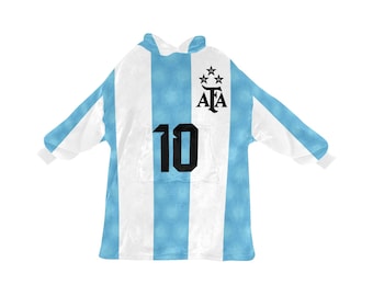 Lionel Messi 10• Kids Hooded Blanket • Messi Soccer Kid Gift • Argentina World Cup Kit • Tween Soccer Gift