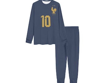 Kylian Mbappe 10 • Blue Soccer Youth Pajamas • France FIFA World Cup Jersey • Personalized FIFA • SoccerFan Gear • Soccer Easter Gift