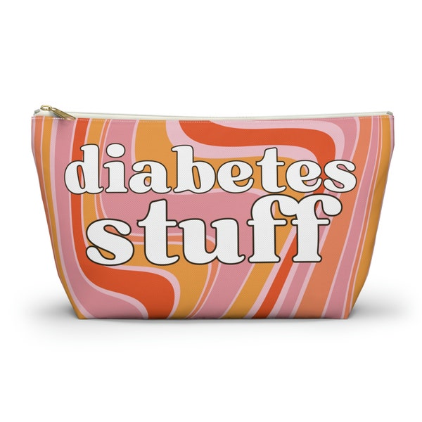 Diabetes Stuff Accessory Pouch | Cute Groovy Functional Medical Bag | Great Gift for Diabetics | Diabetic Supplies Travel Zippered Organizer