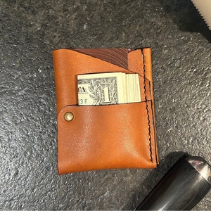 Cartera de tarjeta minimalista, cartera EDC, cartera de cuero delgada, titular de tarjeta de crédito hecha a mano, cartera para mochilero