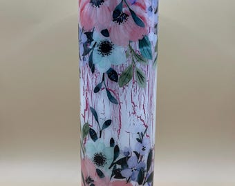 30oz pink floral crackle tumbler
