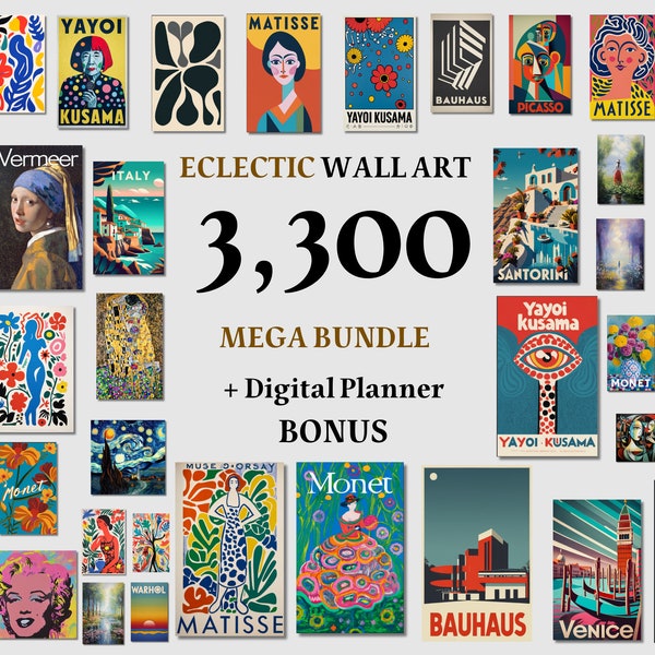 3,300+ Eclectic Wall Art, Gallery Wall Set, Digital Art Print Download, Downloadable Art, Digital Download, + 5,000 FREE image Bonus