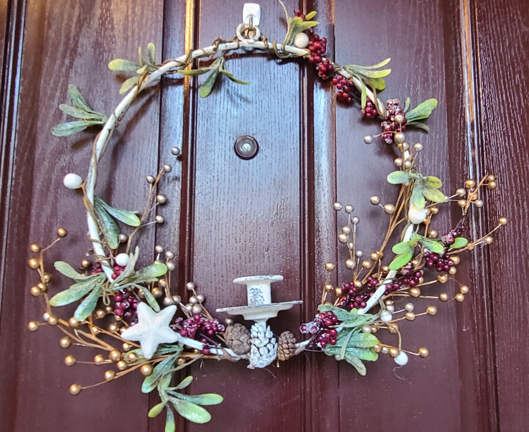 Christmas Candle Wreath Etsy