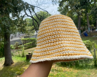 Sombrero de cubo de verano despojado / sombrero de cubo de ganchillo / sombrero de ganchillo / sombrero de cubo / sombrero de rayas / sombreros de verano