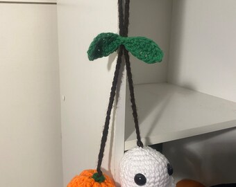 Halloween Car Accessory, Hanging Crochet Ghost, Gift Ornament, Rearview Mirror Accessories, Ghost and Pumpkin Decor